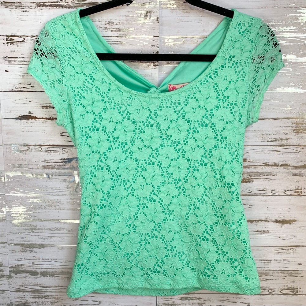 Candies Mint Green Lace Top